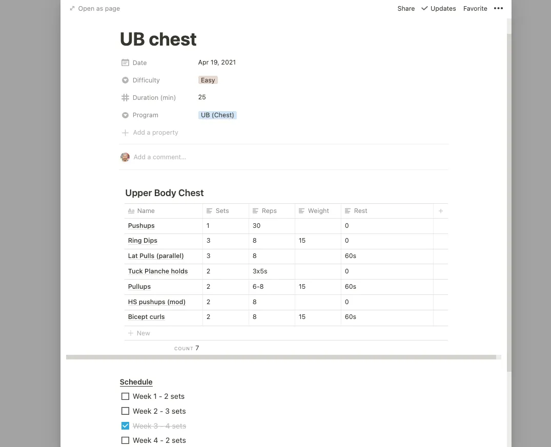 The easiest way to track your workouts (notebooks, Gcal, and Notion)